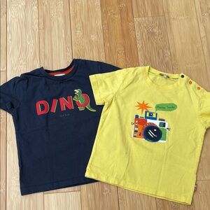 Paul Smith Kids Navy Dino Tee 3T and Yellow Camera Tee 2T bundle
